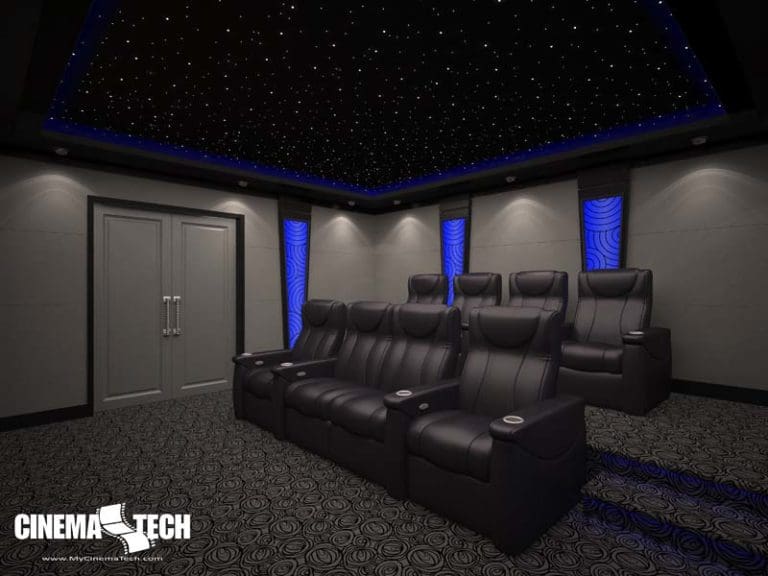 CinemaTech Luxury Home Theater interior design with luxury home theater seating and home theater acoustical treatment