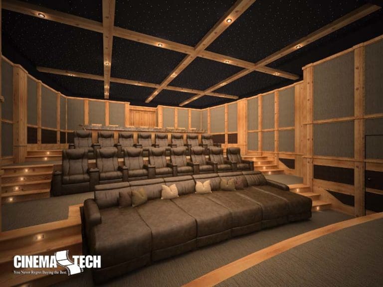 CinemaTech Luxury Home Theater interior design with luxury home theater seating and home theater acoustical treatment