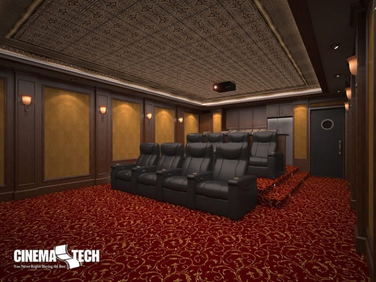 CinemaTech Luxury Home Theater interior design with luxury home theater seating and home theater acoustical treatment