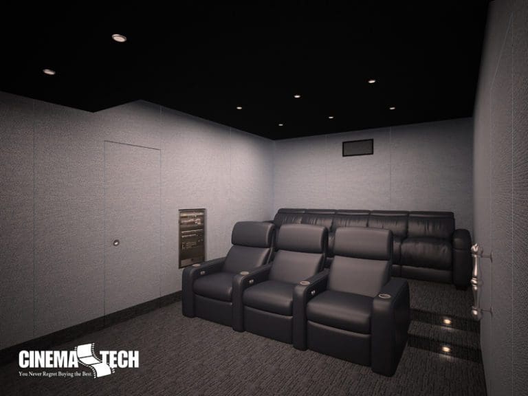 CinemaTech Luxury Home Theater interior design with luxury home theater seating and home theater acoustical treatment