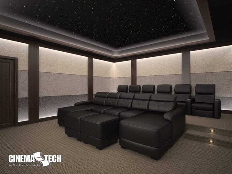 CinemaTech Luxury Home Theater interior design with luxury home theater seating and home theater acoustical treatment