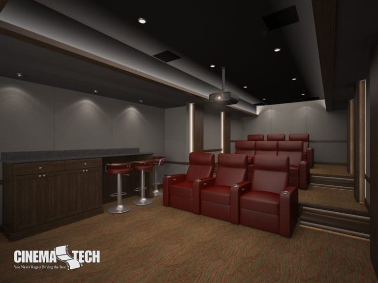 CinemaTech Luxury Home Theater interior design with luxury home theater seating and home theater acoustical treatment