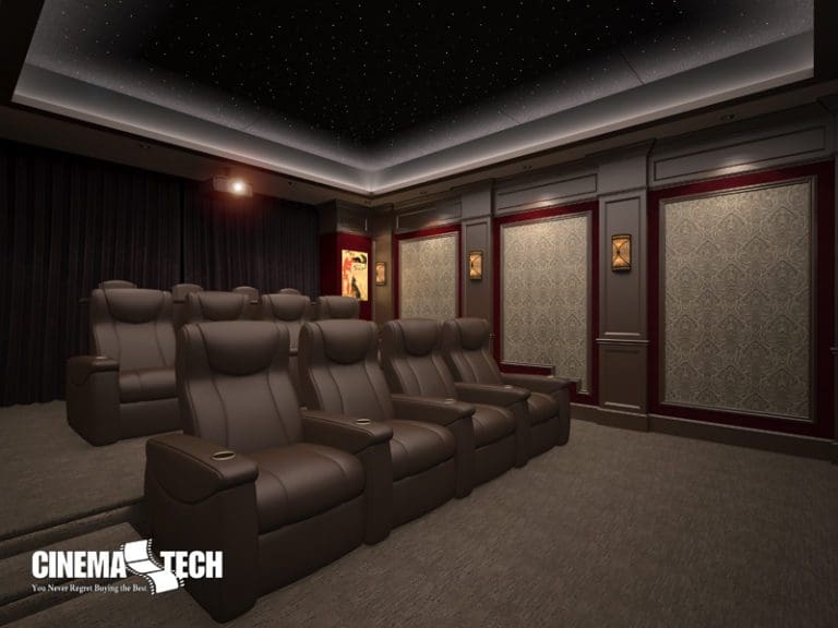 CinemaTech Luxury Home Theater interior design with luxury home theater seating and home theater acoustical treatment