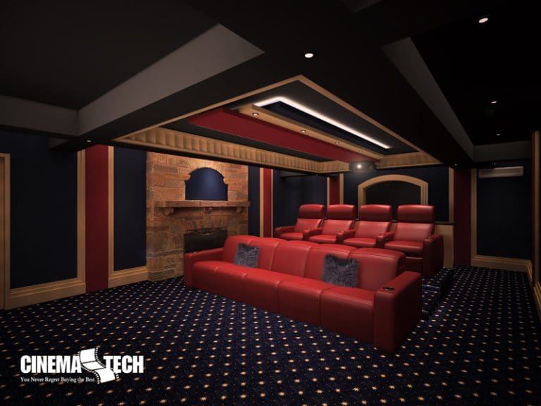 CinemaTech Luxury Home Theater interior design with luxury home theater seating and home theater acoustical treatment