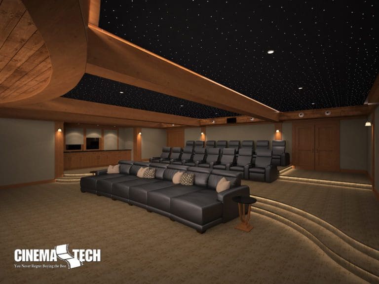 CinemaTech Luxury Home Theater interior design with luxury home theater seating and home theater acoustical treatment