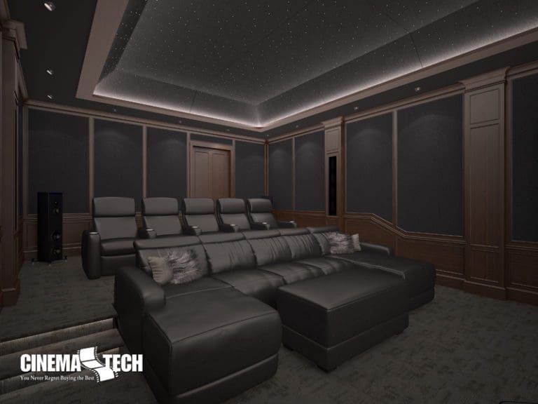 CinemaTech Luxury Home Theater interior design with luxury home theater seating and home theater acoustical treatment