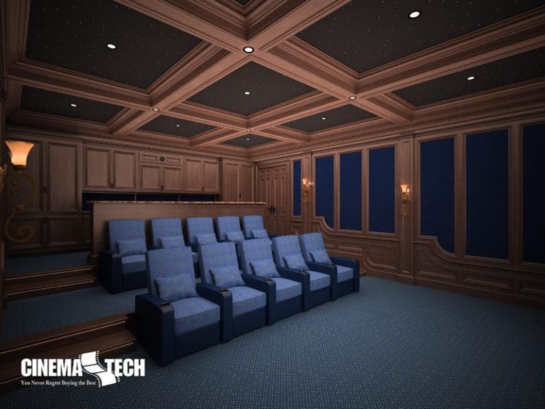 CinemaTech Luxury Home Theater interior design with luxury home theater seating and home theater acoustical treatment