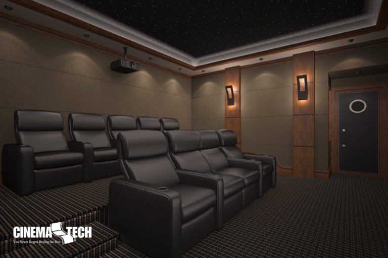 CinemaTech Luxury Home Theater interior design with luxury home theater seating and home theater acoustical treatment