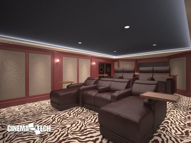 CinemaTech Luxury Home Theater interior design with luxury home theater seating and home theater acoustical treatment