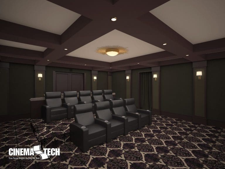 CinemaTech Luxury Home Theater interior design with luxury home theater seating and home theater acoustical treatment