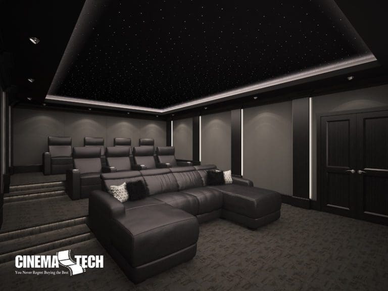 CinemaTech Luxury Home Theater interior design with luxury home theater seating and home theater acoustical treatment