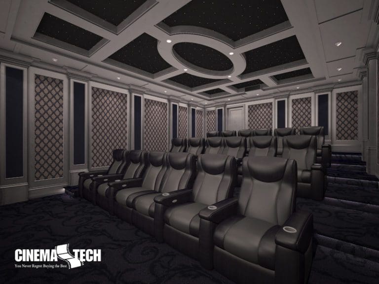 CinemaTech Luxury Home Theater interior design with luxury home theater seating and home theater acoustical treatment