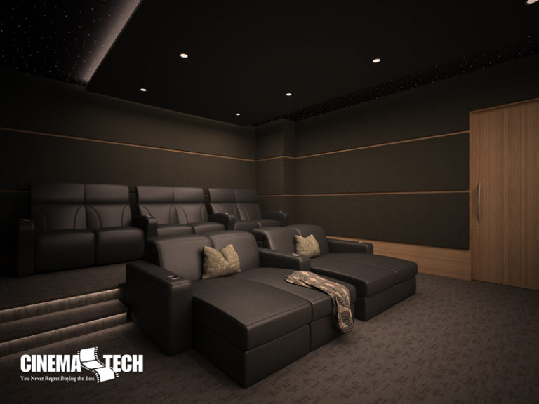 Luxury Home Theater with Double Wide Chaise Lounges