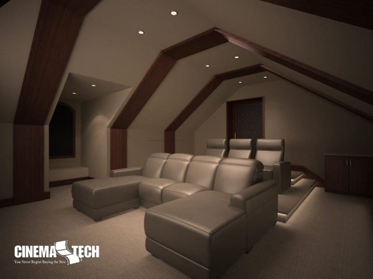 CinemaTech Luxury Home Theater interior design with luxury home theater seating and home theater acoustical treatment