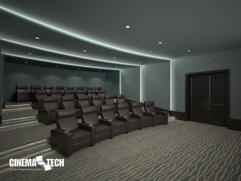 Modern home theater with Mezzanine seating