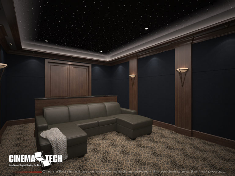 Luxury Home Theater with Navy Walls