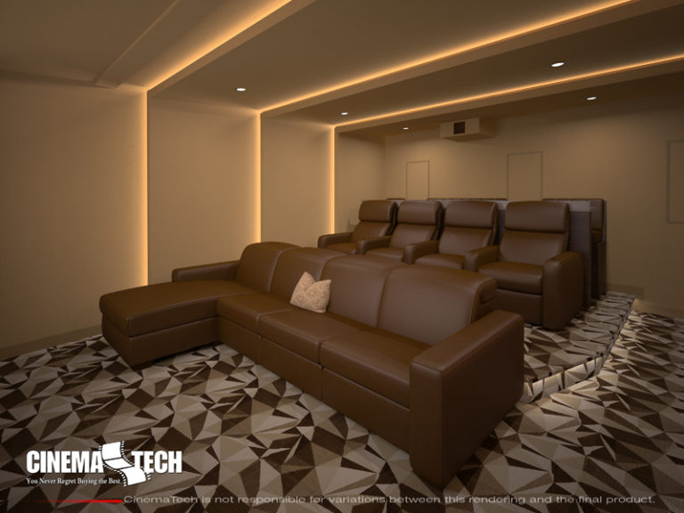 Brown Leather Modern Home Theater