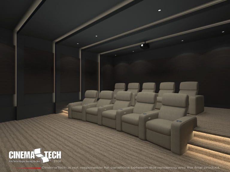 CinemaTech Luxury Home Theater interior design with luxury home theater seating and home theater acoustical treatment