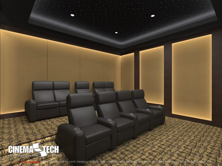 CinemaTech Luxury Home Theater interior design with luxury home theater seating and home theater acoustical treatment
