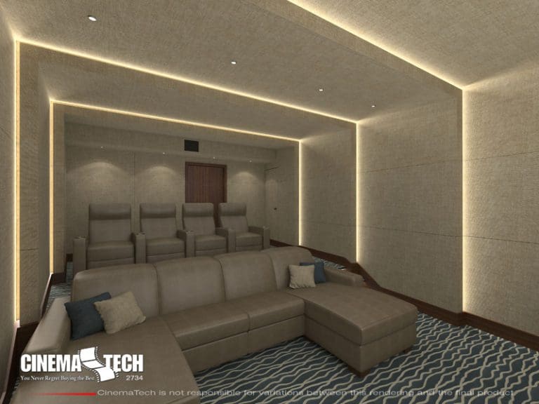CinemaTech Luxury Home Theater interior design with luxury home theater seating and home theater acoustical treatment
