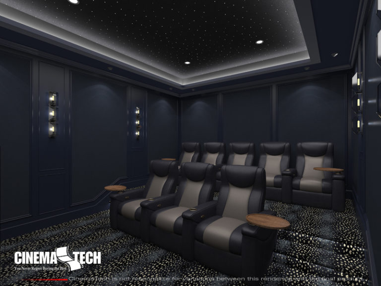 Color Block Cinema Seating with Swivel Tables