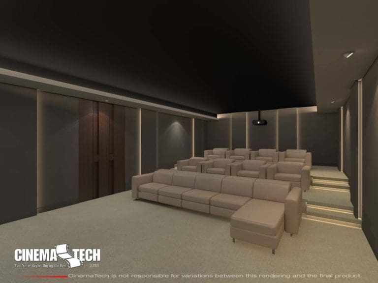 CinemaTech Luxury Home Theater interior design with luxury home theater seating and home theater acoustical treatment