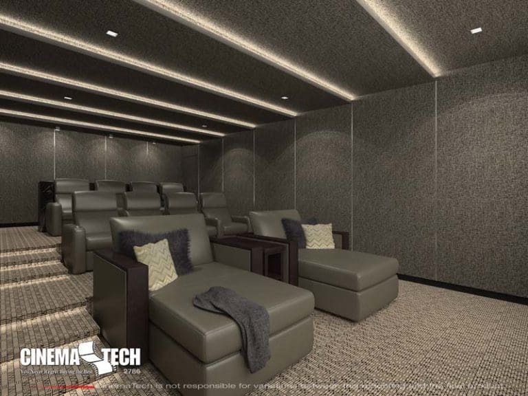 CinemaTech Luxury Home Theater interior design with luxury home theater seating and home theater acoustical treatment