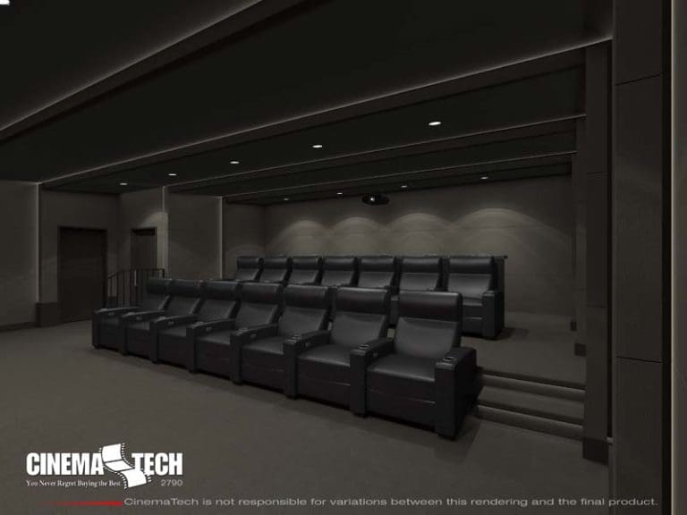 CinemaTech Luxury Home Theater interior design with luxury home theater seating and home theater acoustical treatment