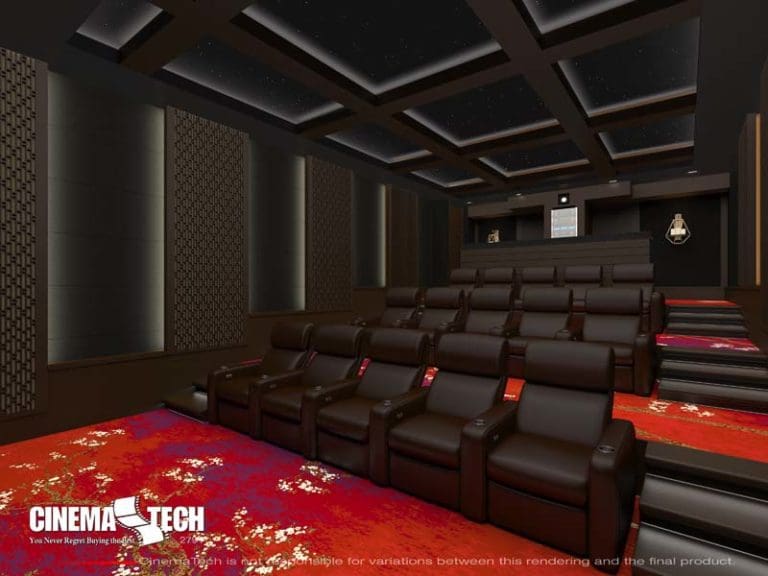 CinemaTech Luxury Home Theater interior design with luxury home theater seating and home theater acoustical treatment