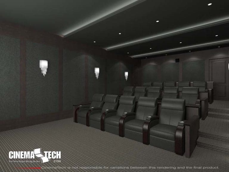 Custom Home Theater with Bar Behind Each Row