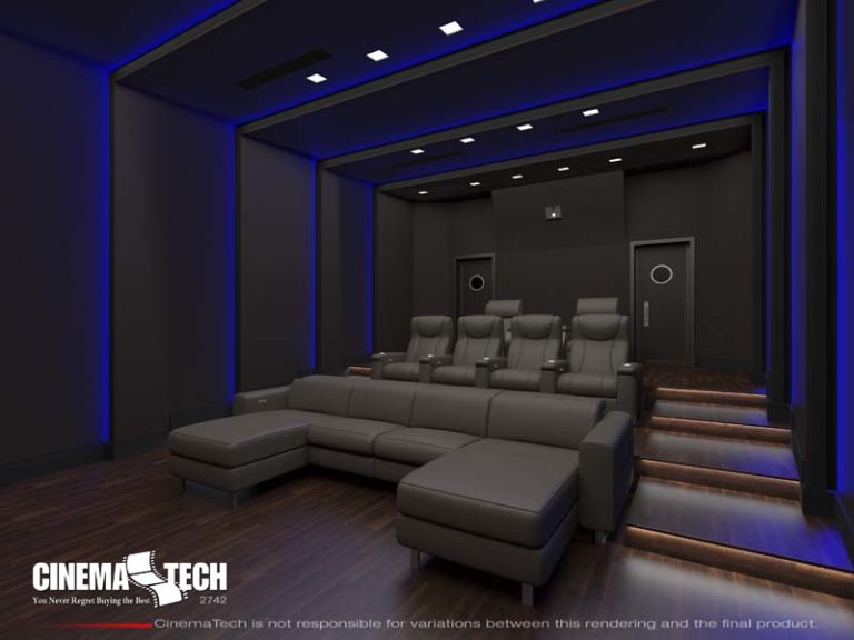 Luxury Home Theater with Wood Floor