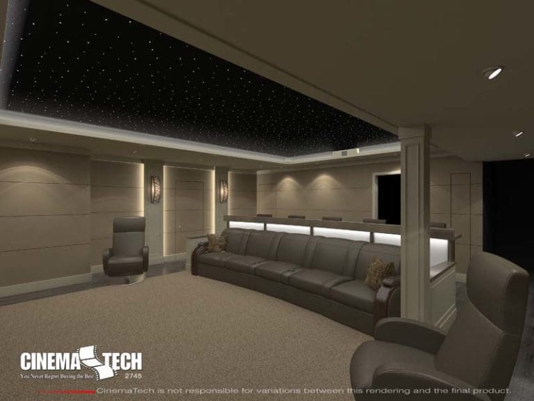 Curved Theater Seating and Home Bar