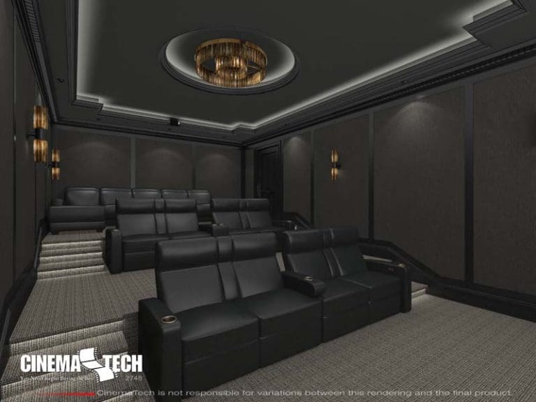 Luxury Home Theater with Chandelier