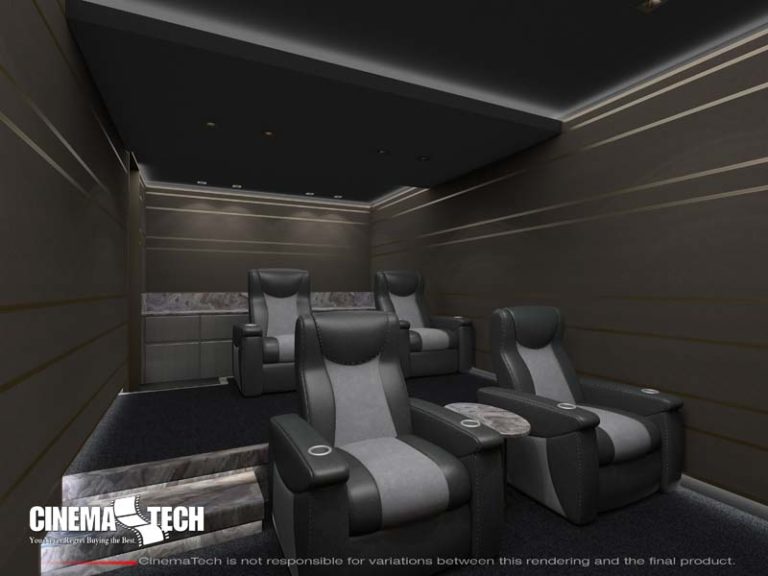 Small Home Theater Layout with Color Block Seating