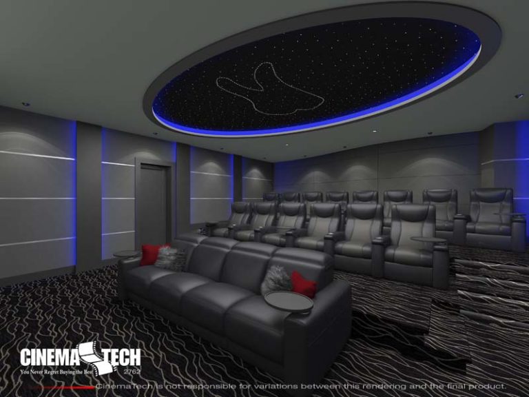 Rear view of a Custom Home Theater Room with Portal Star Ceiling