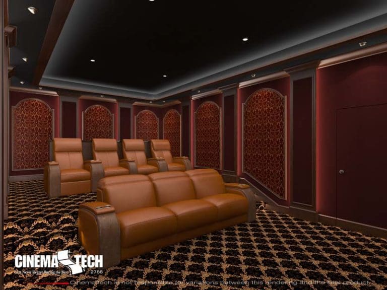 Orange Leather Sofa and Recliners with Wood Arms