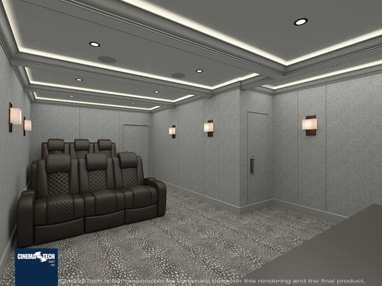 Small Home Theater with Black Leather Seating