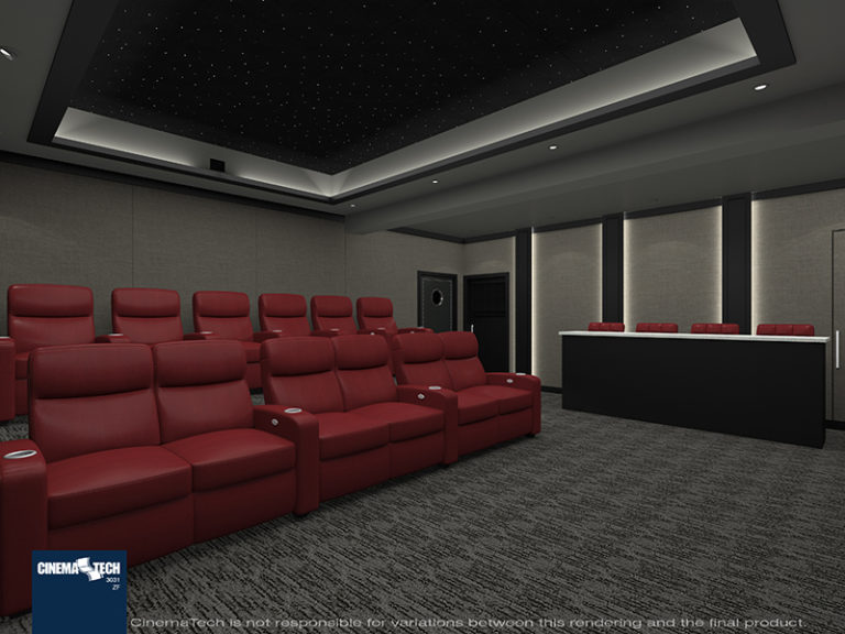 Large Home Theater with Red Cinema Seating