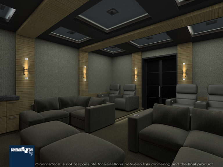 Home Theater With L-Shaped Sectionals