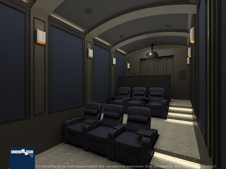 Luxury Home Theater with High Ceilings