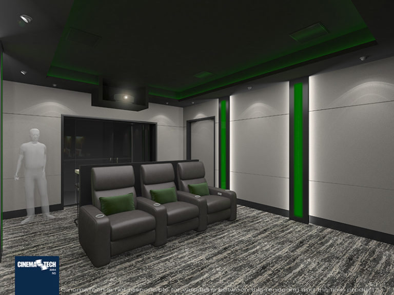 Modern Home Theater with Green Lighting