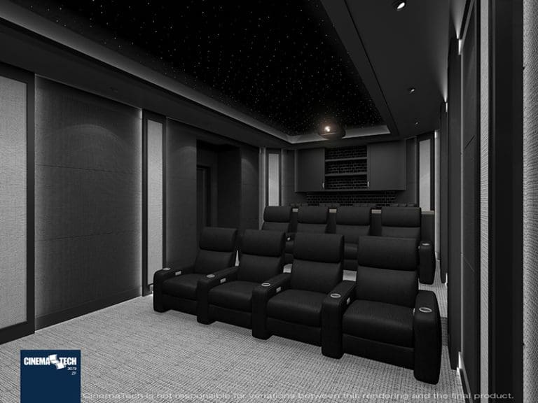 Sleek Black Leather Theater Seating