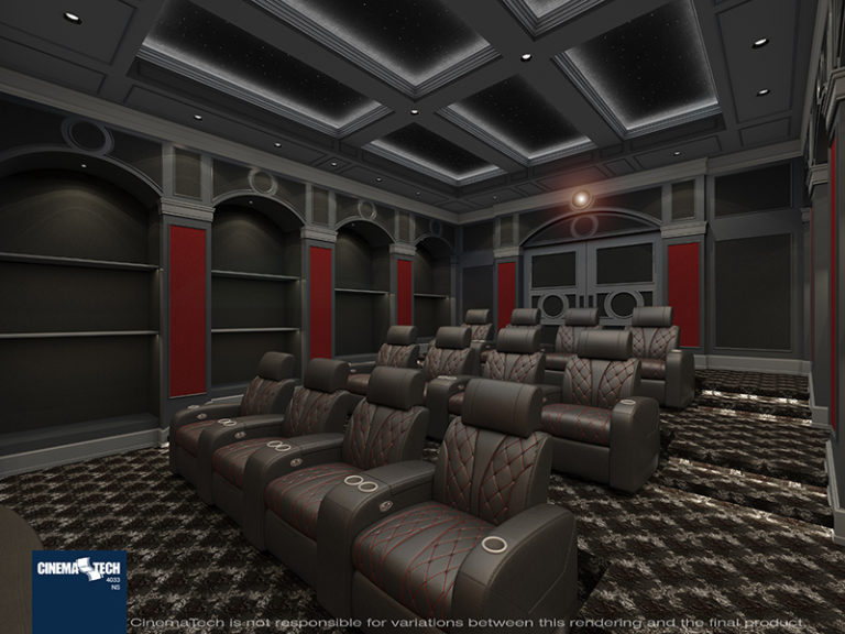 Custom Black & Red Home Theater