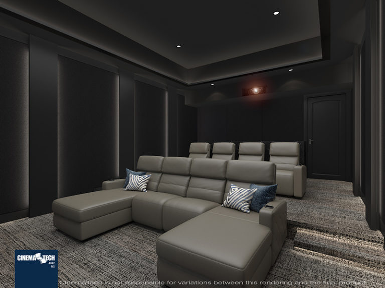 Contemporary Home Theater with Luxury Seating