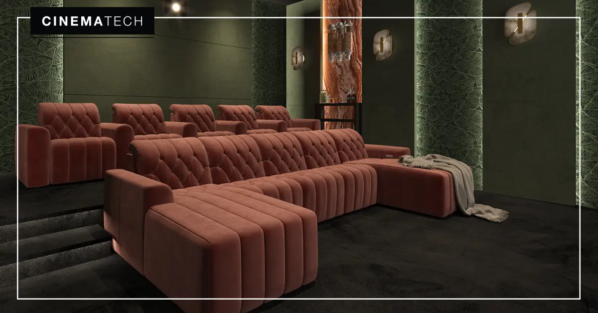 Luxury home theater seating from cinematech - the Bordeaux is a contemporary take on an art deco seat